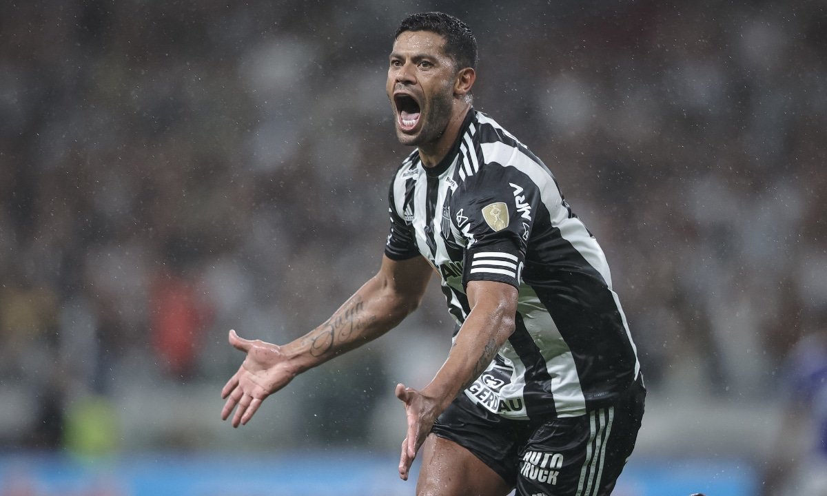 Hulk comemora gol pelo Atlético na Libertadores (foto: Pedro Souza/Atlético)