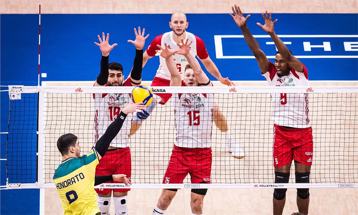 Brasil perdeu para a Polônia por 3 sets a 0 (foto: Divulgação/VNL)