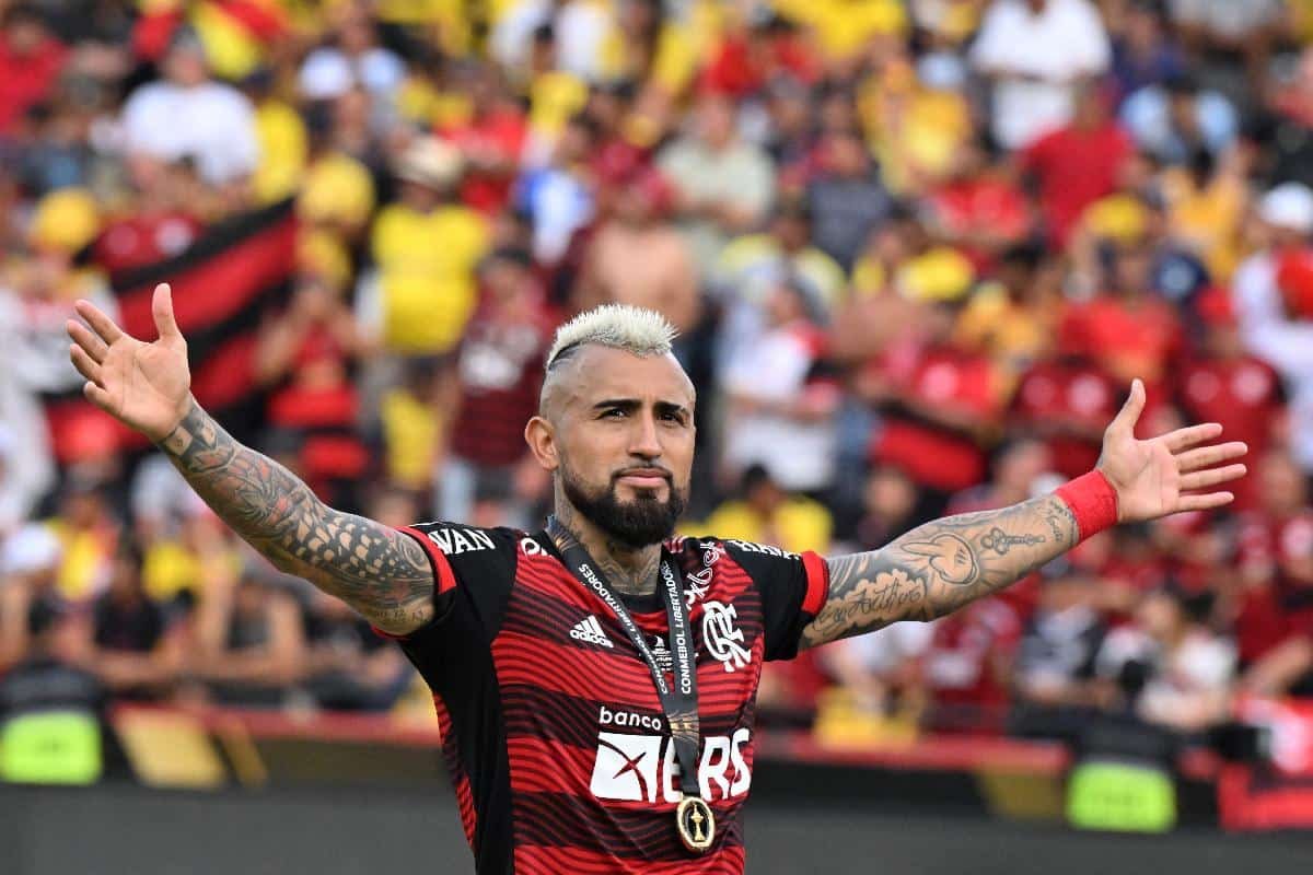Arturo Vidal celebra conquista da Libertadores de 2022 (foto: Luis Acosta / AFP)
