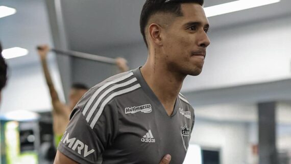 Matías Zaracho, do Atlético-MG, na academia (foto: Pedro Souza/Atlético-MG)