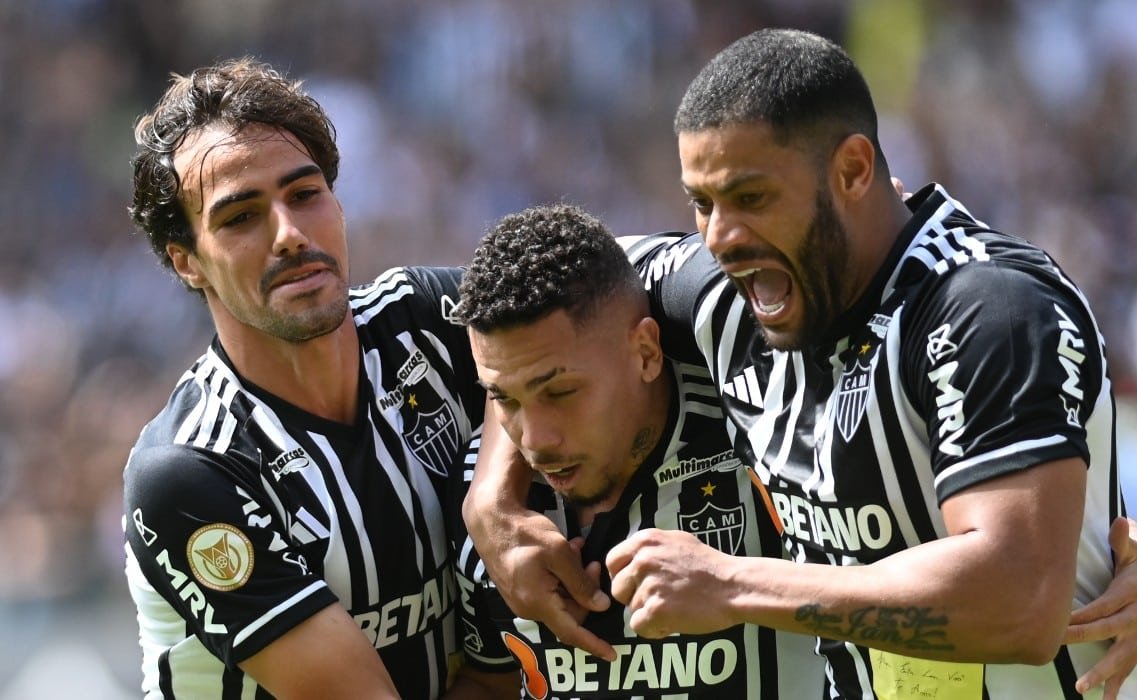 Jogadores do Atlético comemoram gol contra o Bahia (foto: Leandro Couri/EM/D.A Press)