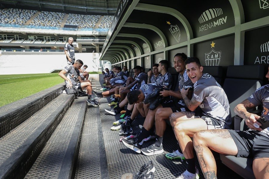 Jogadores do Atlético na Arena MRV (foto: Pedro Souza/Atlético)