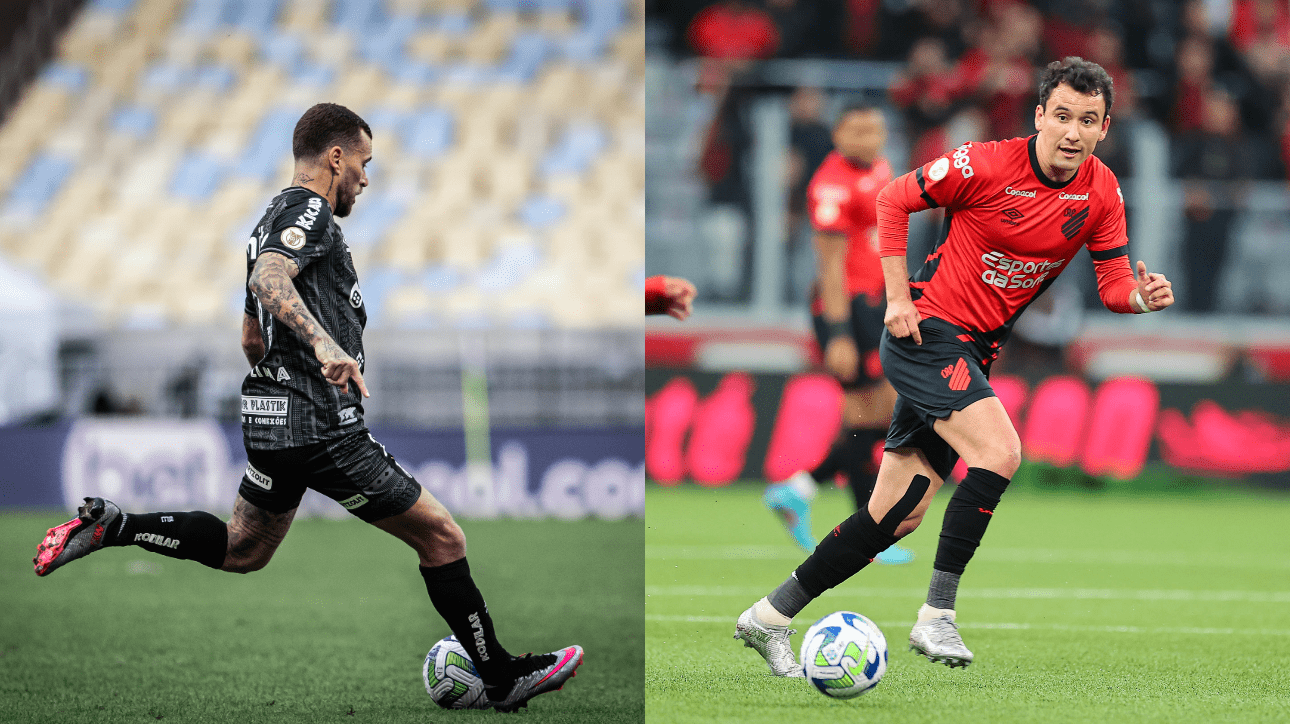 À esquerda, Lucas Lima; à direita, Pablo (foto: Raul Baretta/ Santos FC; José Tramontin/athletico.com.br)