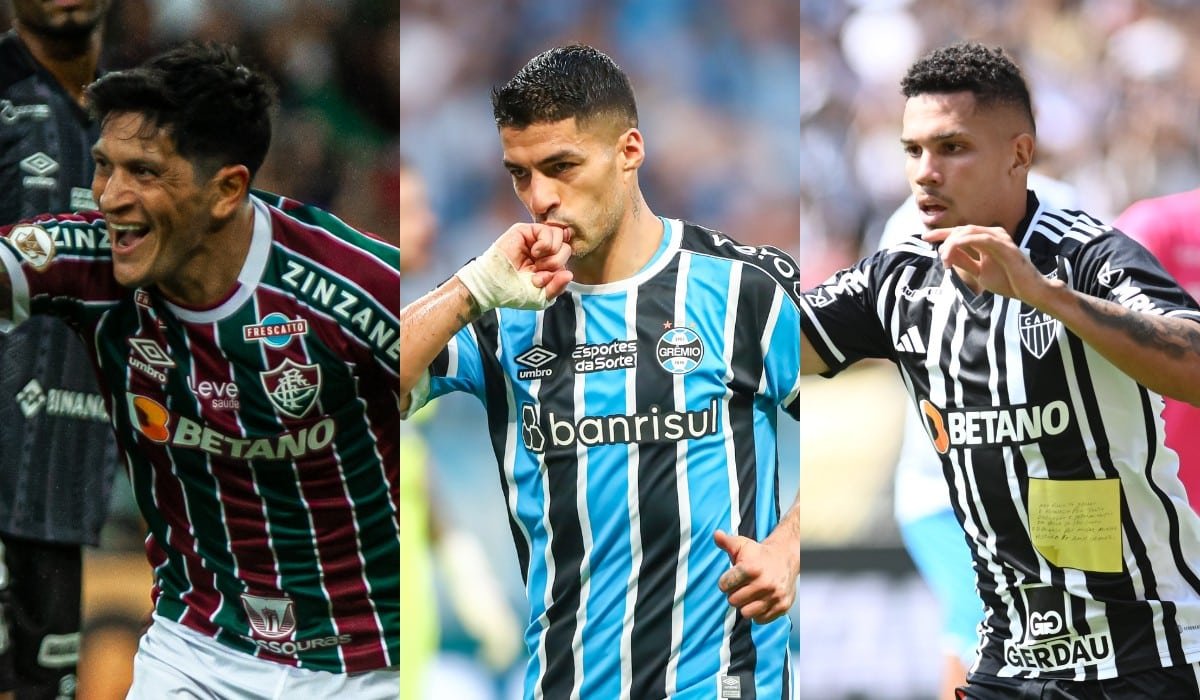 Cano (Fluminense), Suárez (Grêmio) e Paulinho (Atlético) (foto: Marcelo Gonçalves/Fluminense, Lucas Uebel/Grêmio e Leandro Couri/EM/D.A Press)