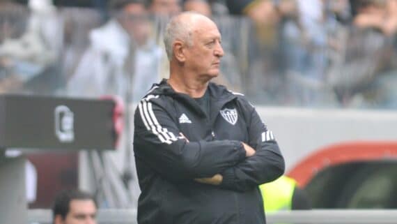 Felipão, técnico do Atlético, no primeiro jogo oficial na Arena MRV (foto: Alexandre Guzanshe/EM/D.A Press)