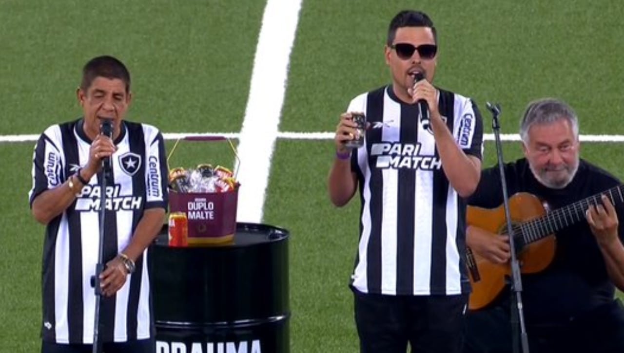 Zeca Pagodinho e Iago Machado (foto: Reprodução SporTV)