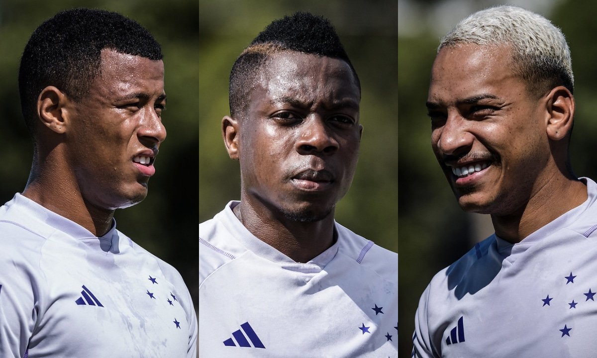 Arthur Gomes (à esquerda), Helibelton Palacios (ao centro) e Matheus Pereira (à direita) (foto: Gustavo Aleixo/Cruzeiro)