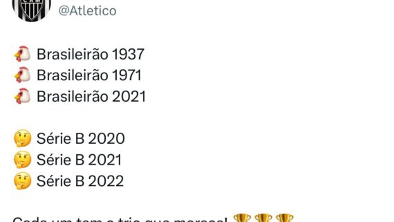 Tweet feito pelo Atlético rebatendo provocação do Cruzeiro (foto: Reprodução)