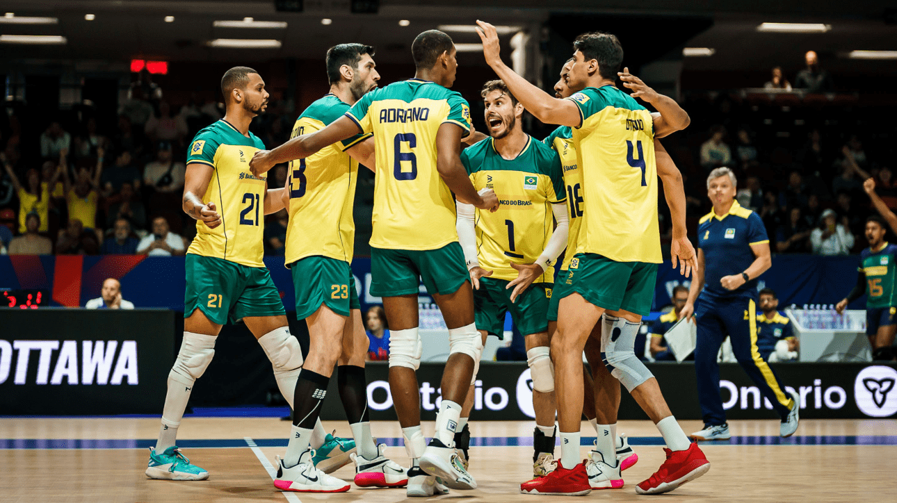 Jogadores da Seleção Brasileira de vôlei (foto: Reprodução FIVB)