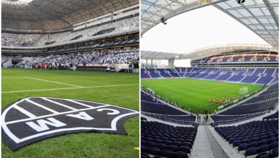 Arena MRV, do Atlético, e Estádio do Dragão, do Porto (foto: Alexandre Guzanshe/EM/DA.Press e Divulgação)