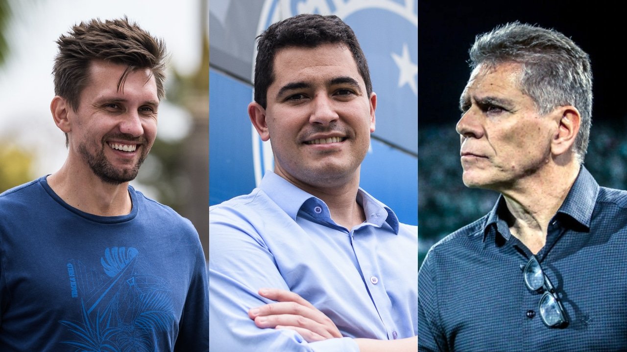 Diretores de futebol do Cruzeiro, que reformulou corpo técnico (foto: Gustavo Aleixo e reprodução/Cruzeiro)