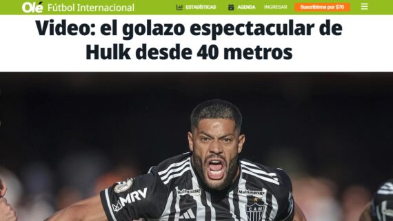 Saiba a velocidade da bola em golaço de Hulk contra o São Paulo