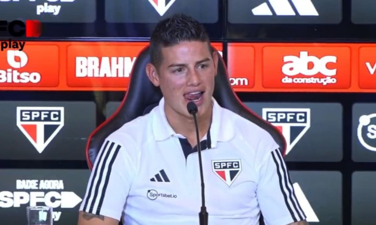 James Rodríguez foi apresentado no São Paulo nesta terça (foto: Reprodução)