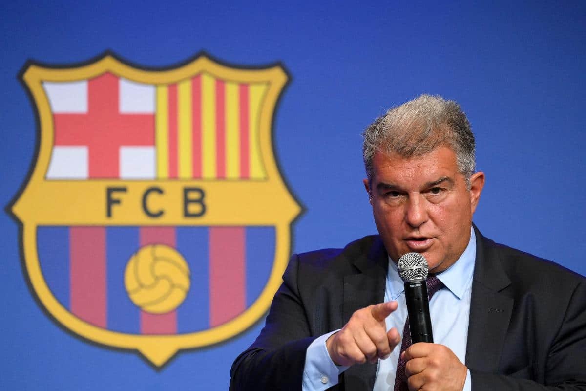 Presidente do Barcelona, Joan Laporta (foto: LLUIS GENE/AFP)