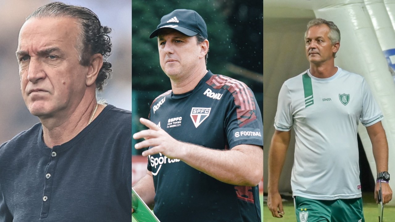 Cuca, Ceni e Lisca foram ligados ao América nas últimas horas (foto: Pedro Souza/Atlético-MG, Divulgação/São Paulo e Mourão Panda/América)