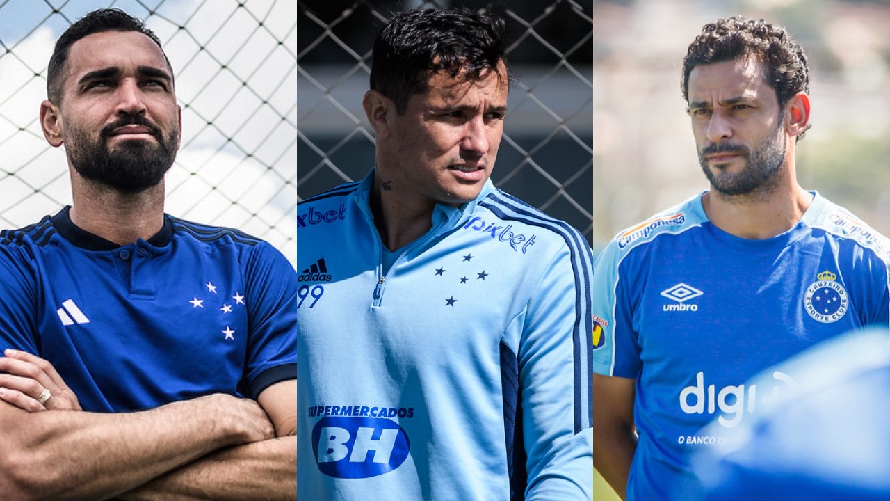 Gilberto (à esquerda), Edu (ao centro) e Fred (à direita) (foto: Montagem de fotos de Gustavo Aleixo/Cruzeiro e Vinnicius Silva/Cruzeiro)