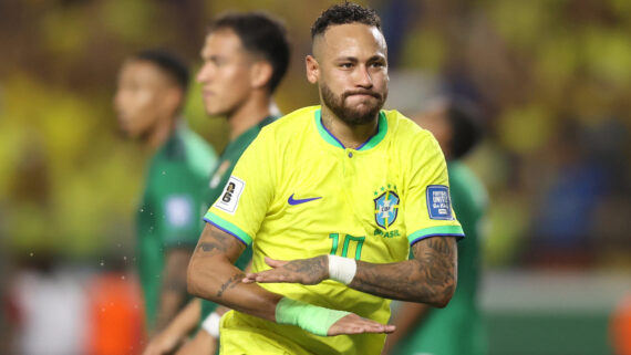 Neymar comemorando (foto: Vitor Silva/CBF)