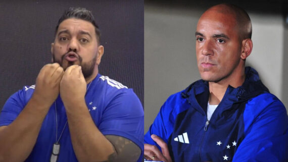 Hugão, comentarista do Alterosa Esporte, e Pepa, ex-técnico do Cruzeiro (foto: Reprodução/Alterosa Esporte e Alexandre Guzanshe/EM/D.A Press)