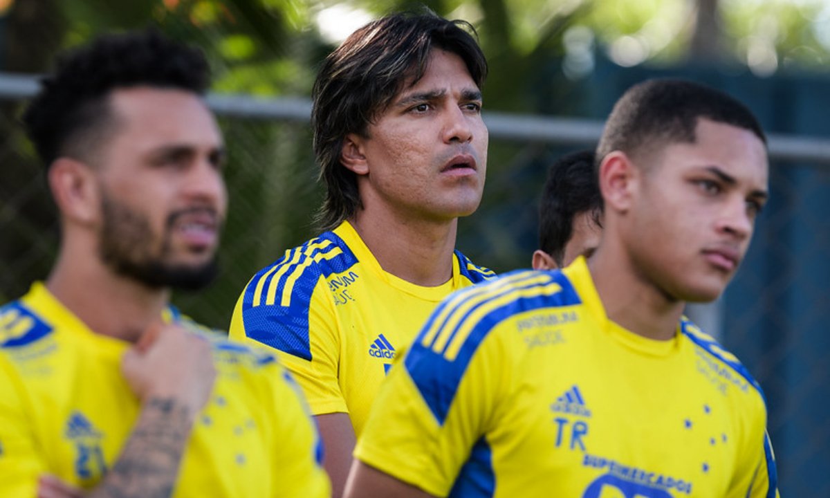 Marcelo Moreno em treino do Cruzeiro, em 2021 (foto: Gustavo Aleixo/Cruzeiro)