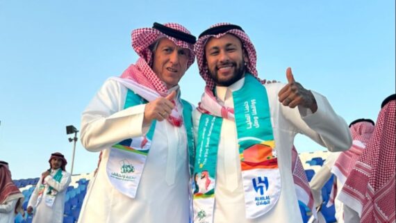 Neymar e Jorge Jesus no Dia da Arábia (foto: Redes sociais/Reprodução)