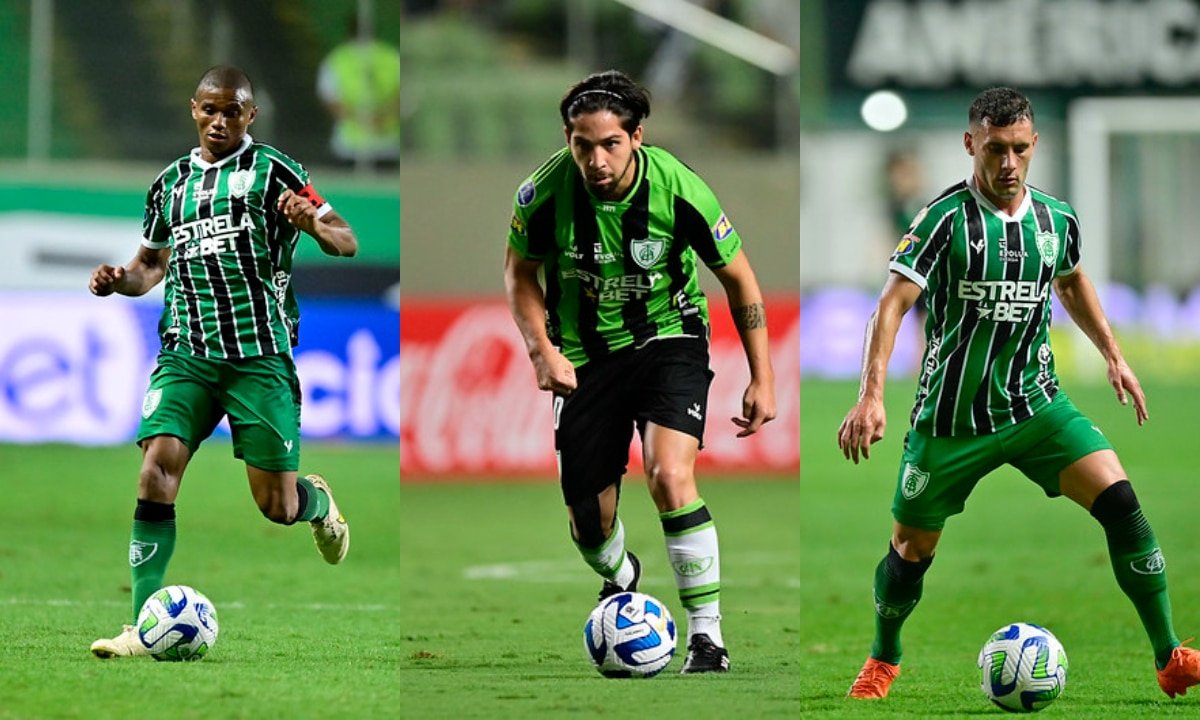 Juninho, Benítez e Martínez, em jogos pelo América (foto: Mourão Panda)