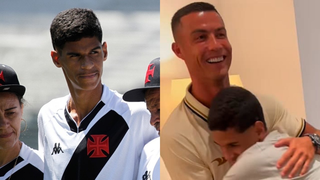 Luva de Pedreiro vai homenagear Vasco e Cristiano Ronaldo em nome do filho (foto: Matheus Lima/Vasco e Reprodução/Instagram)