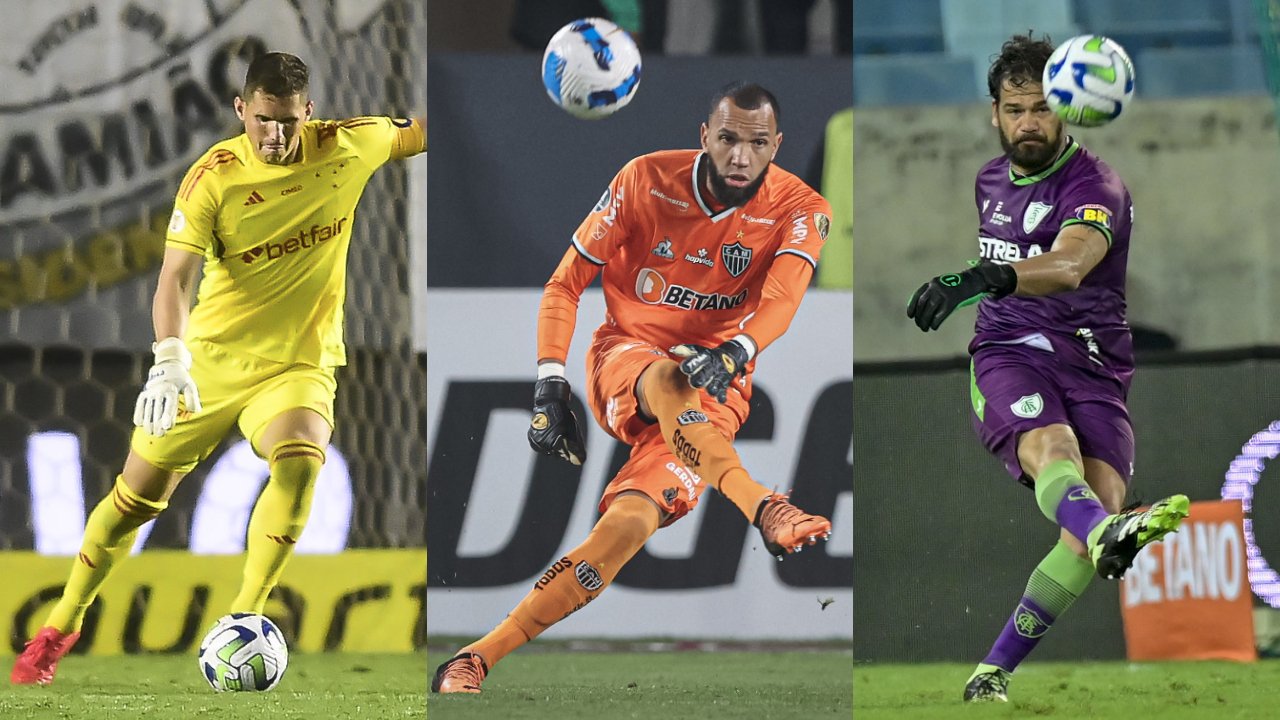Rafael Cabral, goleiro do Cruzeiro, Everson, goleiro do Atlético, e Matheus Cavichioli, goleiro do América (foto: Staff Images/Cruzeiro, Pedro Souza/Atlético e Mourão Panda/América)