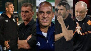 Paulo Turra, ex-Santos e Athletico-PR; Vagner Mancini, ex-América; Pepa, ex-Cruzeiro; Eduardou Coudet, ex-Atlético e hoje no Inter; e Mano Menezes, ex-Inter - Crédito: 