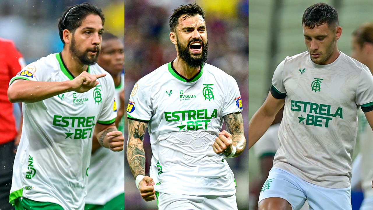 Martínez, Benítez e Mastriani em montagem (foto: Mourão Panda / América)