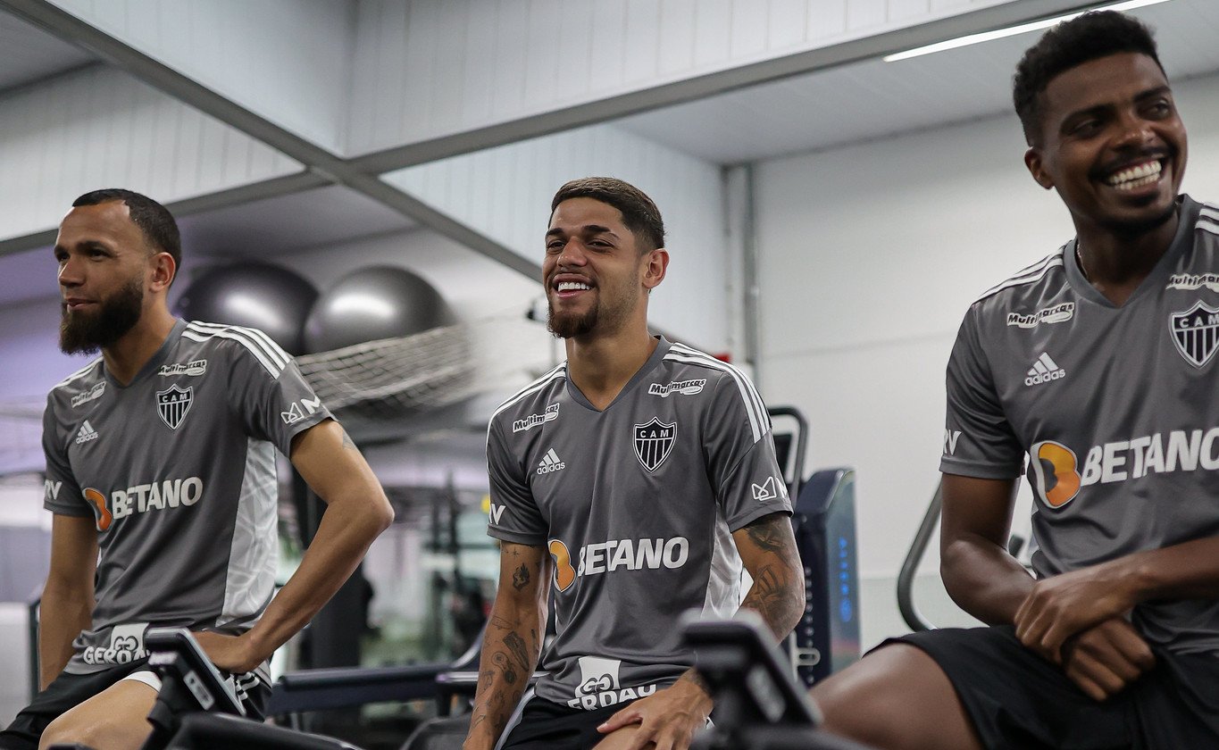 Everson, Rubens e Jemerson durante treino do Atlético na Cidade do Galo (foto: Pedro Souza/Atlético)