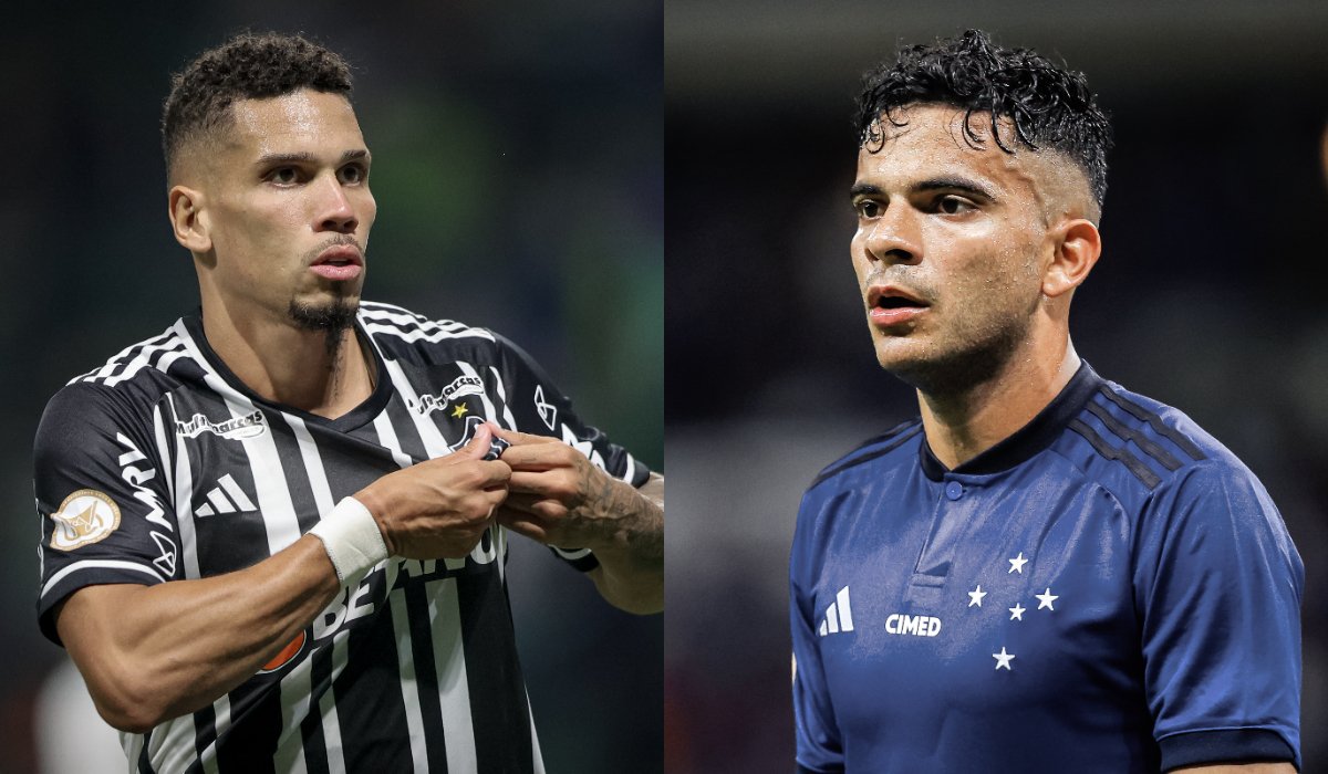 Paulinho, do Atlético, e Bruno Rodrigues, do Cruzeiro (foto: Pedro Souza/Atlético e Staff Images/Cruzeiro)