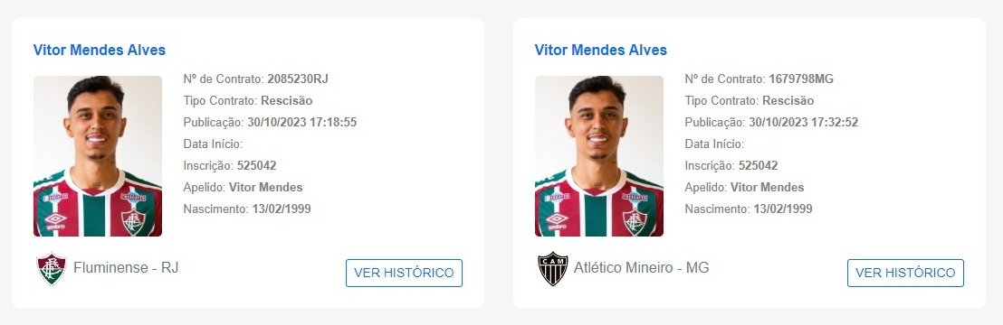 Publicações da CBF sobre Vitor Mendes - (foto: Reprodução/CBF)