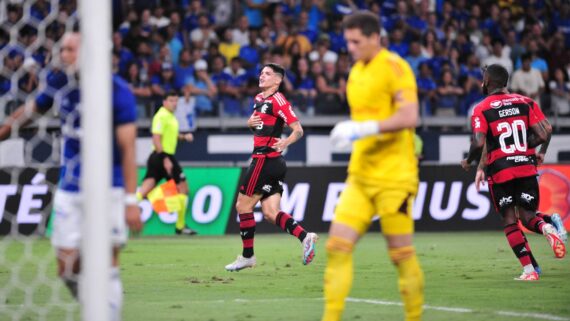 Jogadores do Flamengo comemoram (foto: Alexandre Guzanshe/EM/D.A Press)
