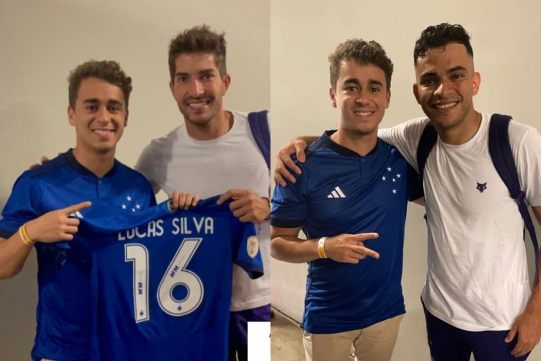 Nikolas Ferreira tirou foto com jogadores do Cruzeiro (foto: Reprodução/Instagram)