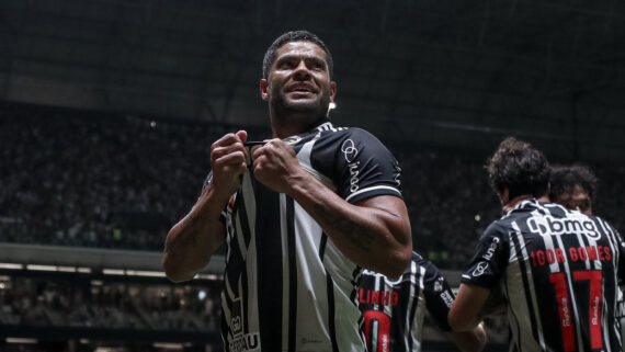 Hulk comemora primeiro gol na Arena MRV (foto: Pedro Souza/Atlético)