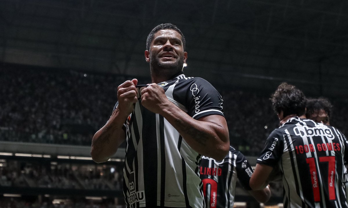 Hulk comemora primeiro gol na Arena MRV (foto: Pedro Souza/Atlético)