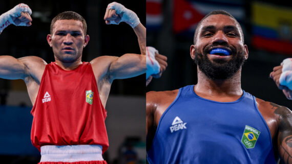Michael Douglas e Abner Teixeira vao ficar com a prata no boxe do Pan-Americano (foto: Miriam Jescke/COB)