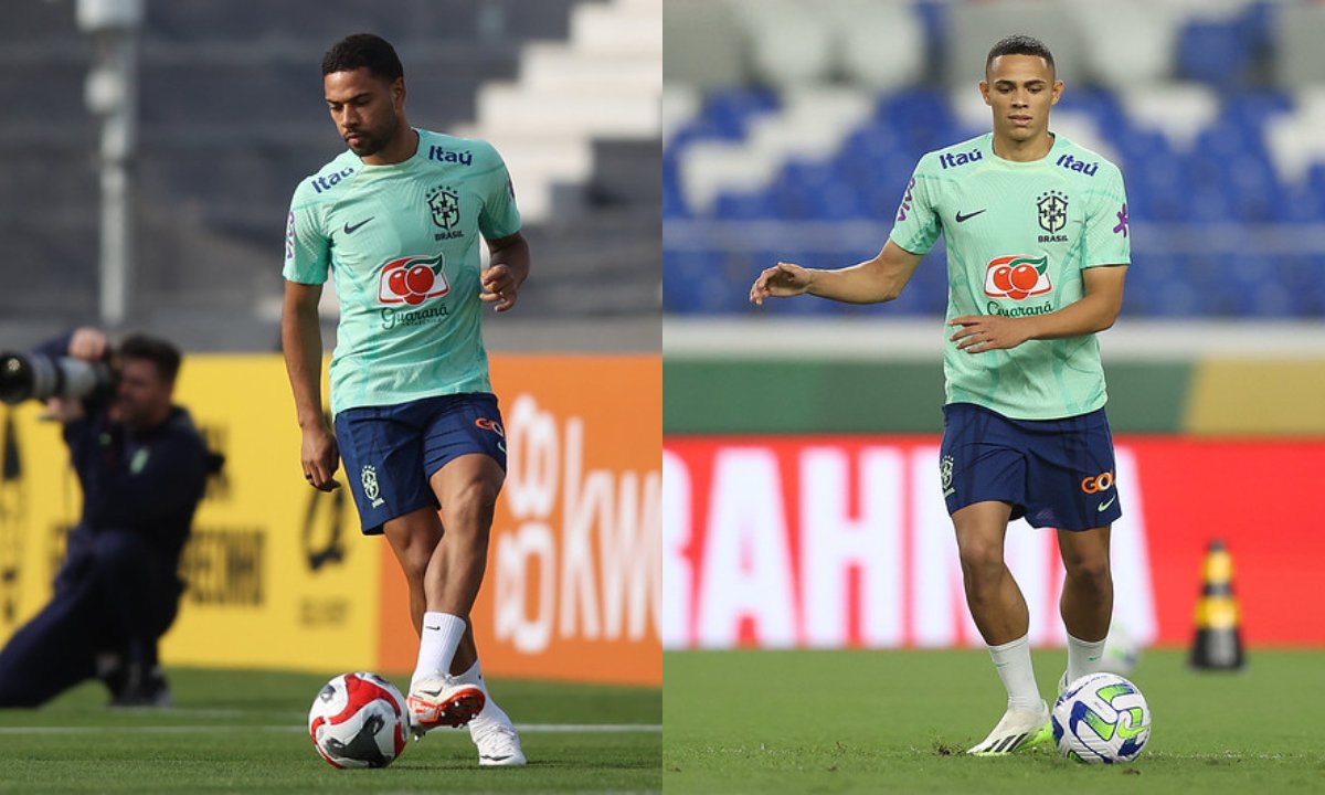 Renan Lodi e Vanderson, da Seleção Brasileira (foto: Vitor Silva/CBF)