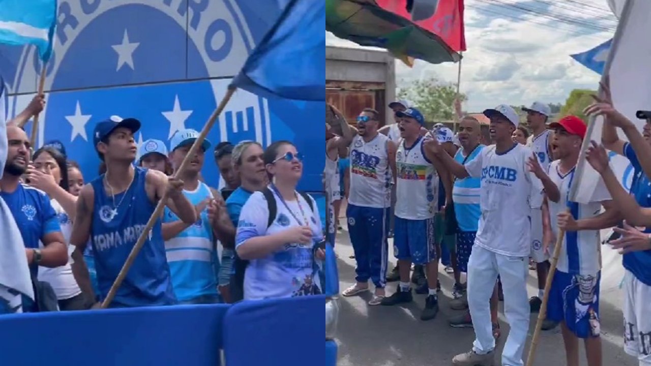 Torcida do Cruzeiro rezando Pai-nosso (foto: Reprodução/Cruzeiro)