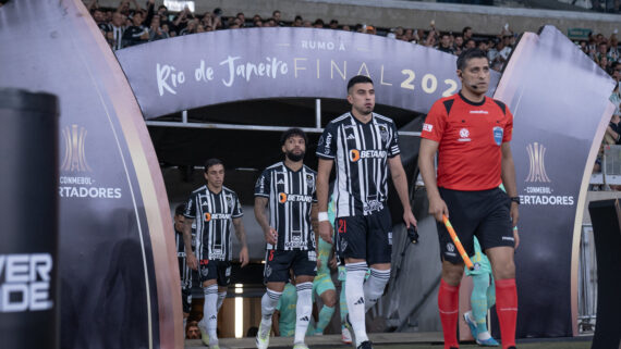 Jogadores do Atlético antes de confronto contra o Palmeiras pela Copa Libertadores de 2023 (foto: Pedro Souza/Atlético)