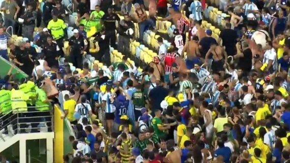 Briga entre torcedores no Maracanã (foto: Reprodução de vídeo)