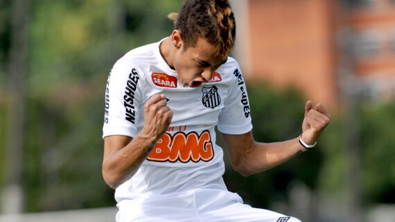 Neymar comemora gol pelo Santos (foto:  Ivan Storti/Santos FC)