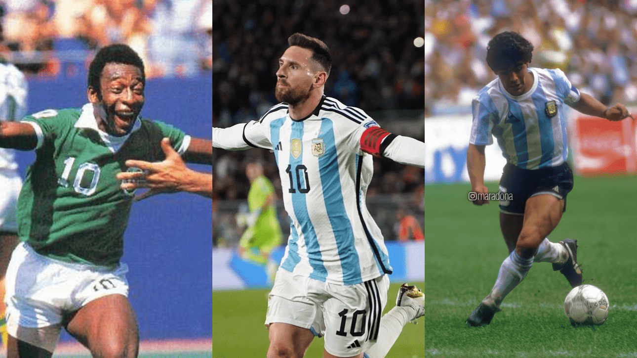 Pelé, Messi e Maradona, jogadores de futebol (foto: Reprodução Instagram)