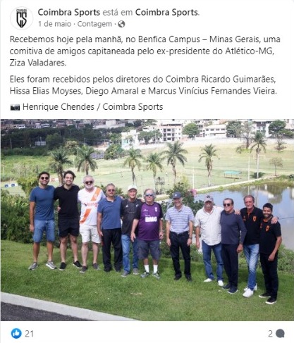 Publicação do Coimbra Sports que gerou polêmica no Facebook - (foto: Reprodução/Facebook)