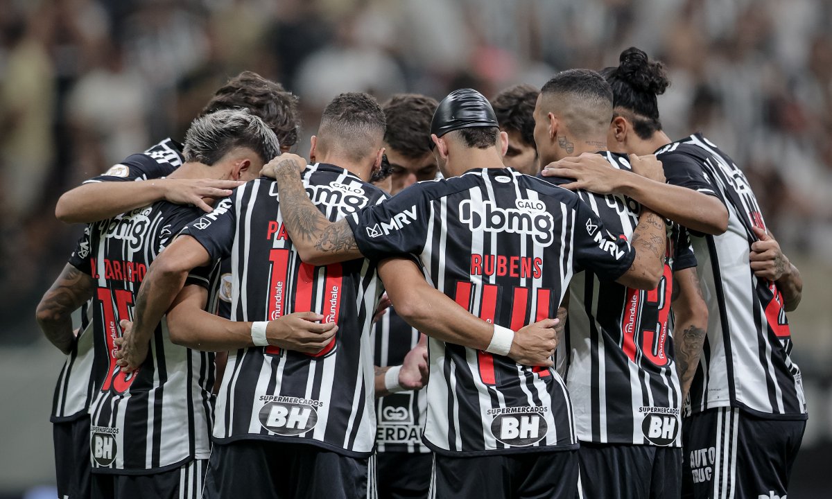Jogadores do Atlético reunidos antes de jogo na Arena MRV (foto: Pedro Souza/Atlético)