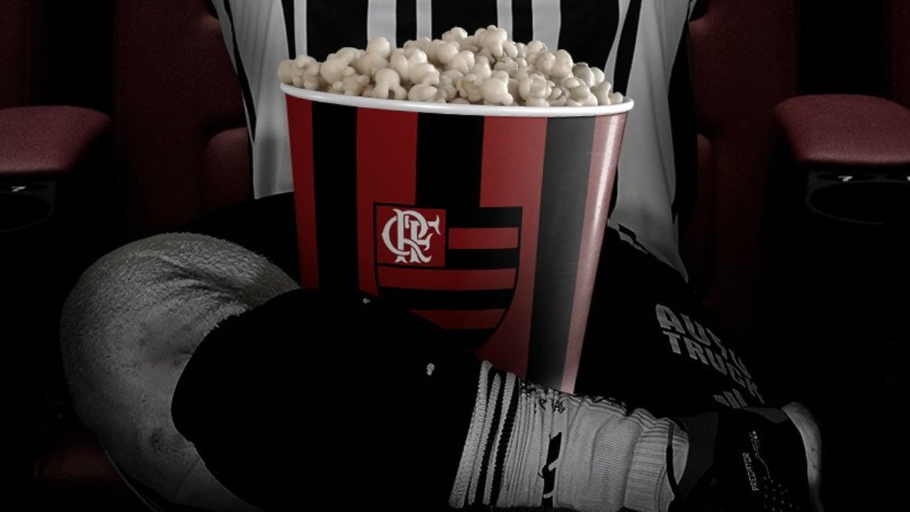 Atlético colocou escudo de Flamengo em balde de pipoca (foto: Divulgação/Atlético)