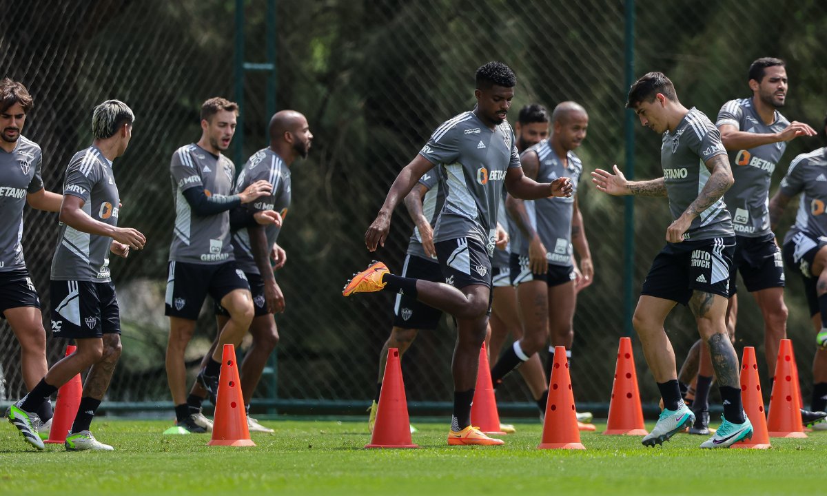 Jogadores do Atlético em treino na Cidade do Galo (foto: Pedro Souza/Atlético)