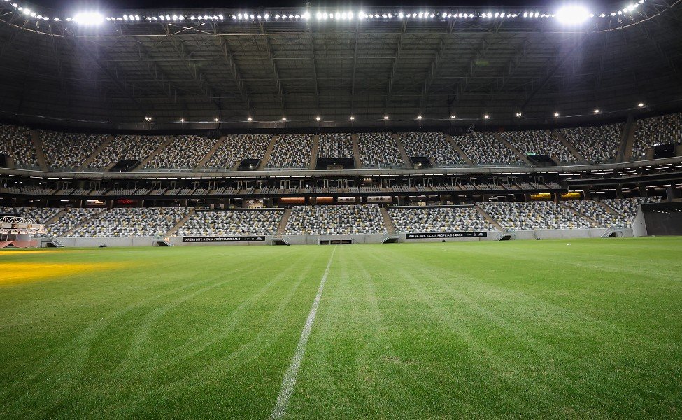 Gramado da Arena MRV antes da primeira partida oficial (26/8) (foto: Pedro Souza/Atlético)