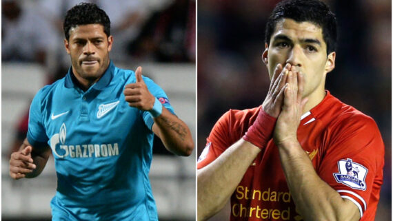 Hulk pelo Zenit e Suárez pelo Liverpool (foto: Reuters)