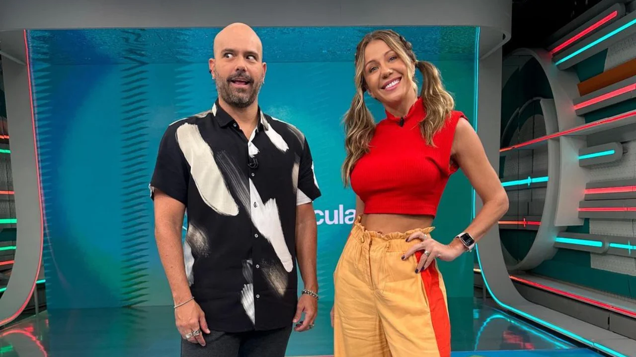 Lucas Gutierrez e Bárbara Coelho apresentam o Esporte Espetacular, tradicional programa ao vivo da Globo que passa nos domingos (foto: Reprodução/Instagram)